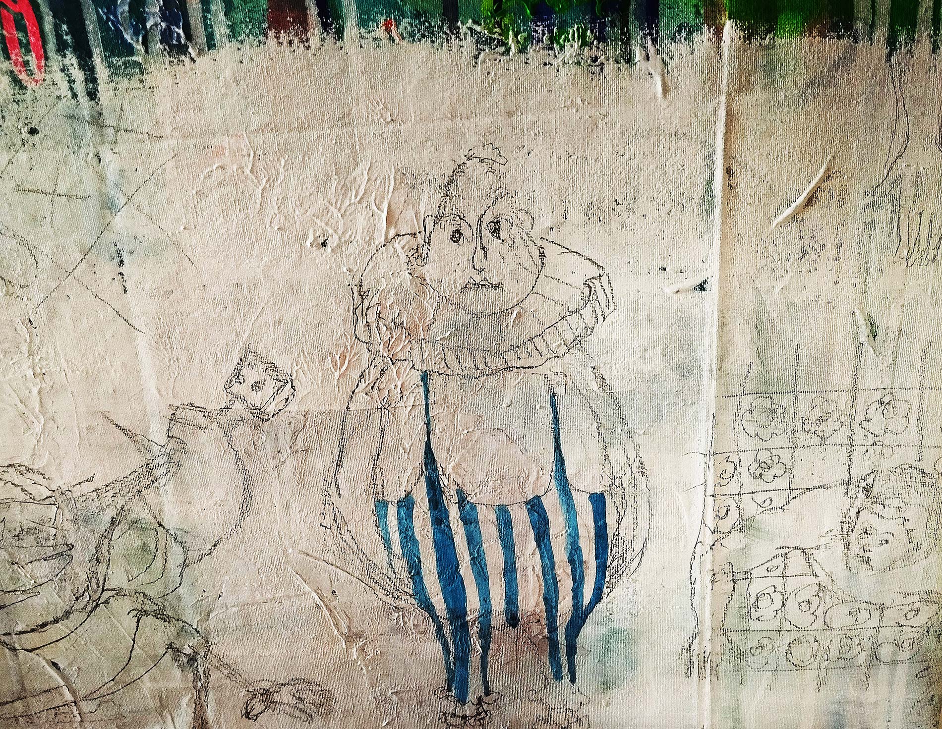 Detail of the painting Don't forget to smile by Raphael Zelfa