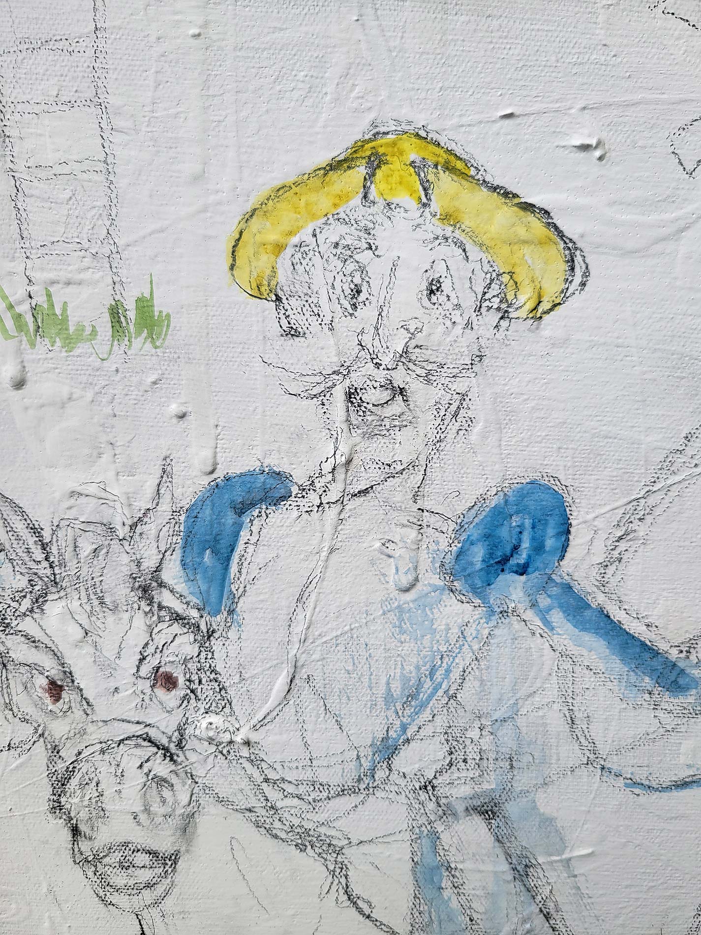 Detail of the painting Believe in yourself done in a narrative urban abstract expressionist fashion by Raphael Zelfa