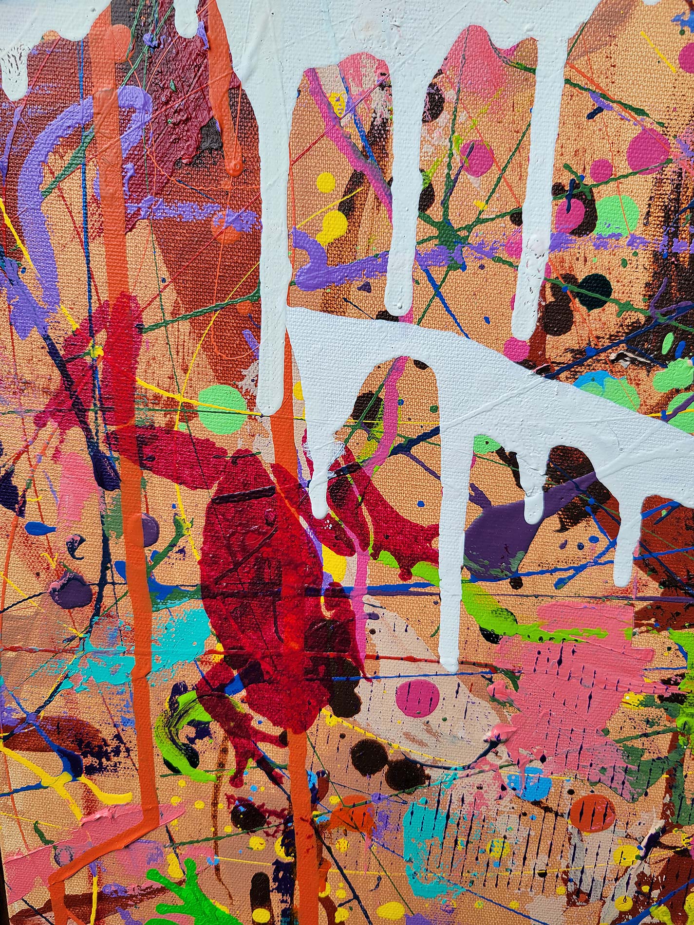 Detail of the painting Believe in yourself done in a narrative urban abstract expressionist fashion by Raphael Zelfa
