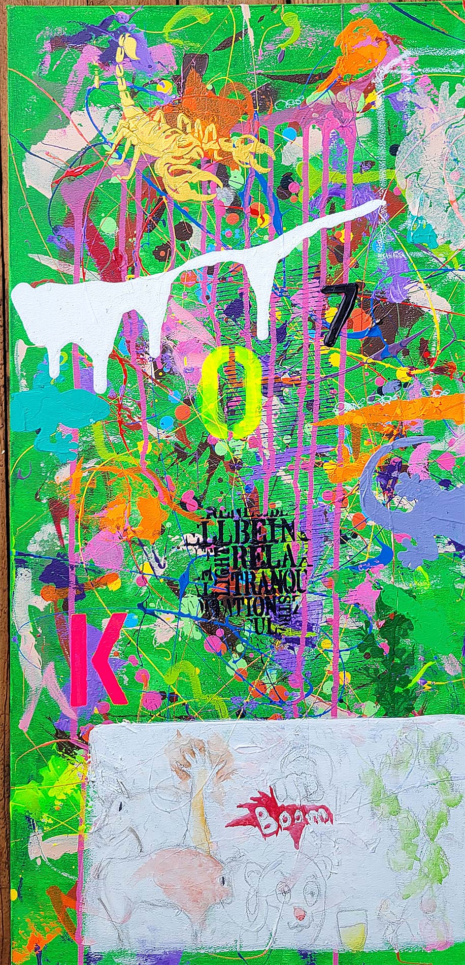 Painting Boom done in a narrative urban abstract expressionist fashion by Raphael Zelfa