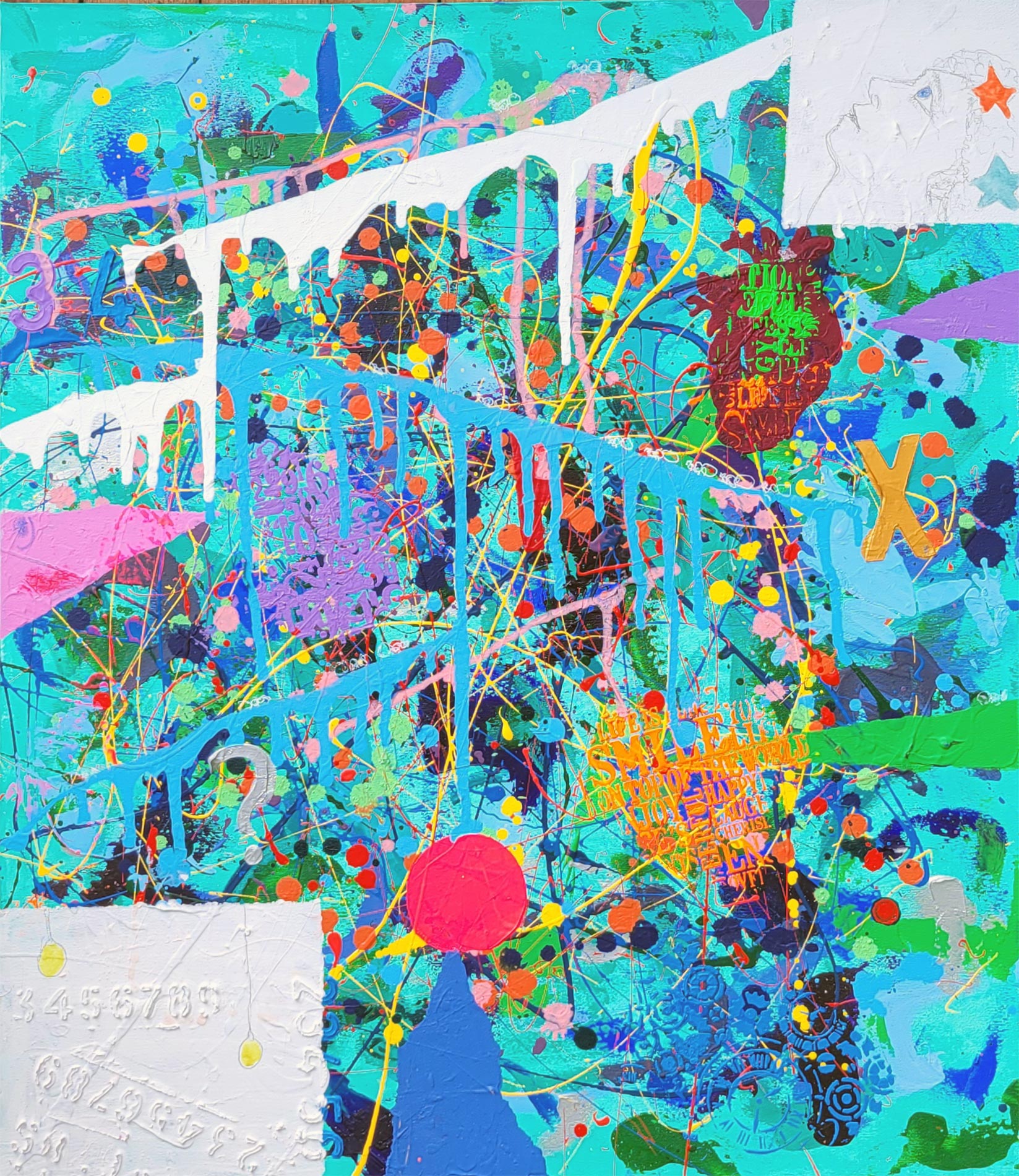Painting Time done in a narrative urban abstract expressionist fashion by Raphael Zelfa